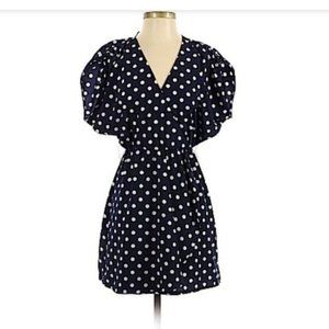 H&M polka dot wrap dress navy blue size 8 NWT